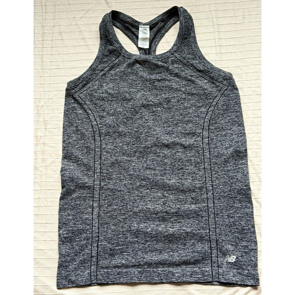 New Balance Women’s Gray Heathered Racerback Tank Top L Stretch Scoop Neck